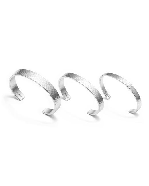 Unaloe Metallic Sterling Rigid Bangle For With Medium Hammered Band-Handmade Italian Jewelry