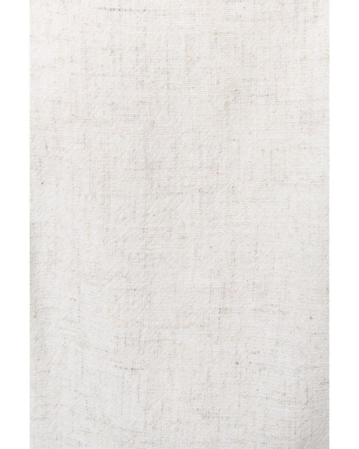 Louche White Reese Linen Mix Button Through Midi Shirt Dress