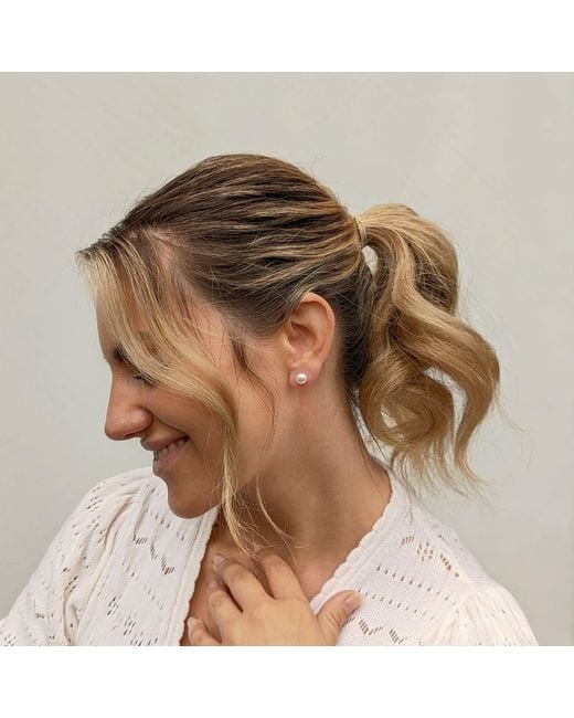 Kiri & Belle White Mae Sterling Button Pearl Earrings