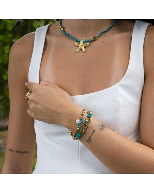 Ebru Jewelry Metallic Inner Peace & Heart Charm Bracelet Set
