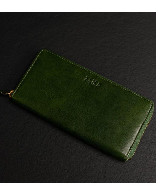 Time Resistance Green Leather Continental Wallet