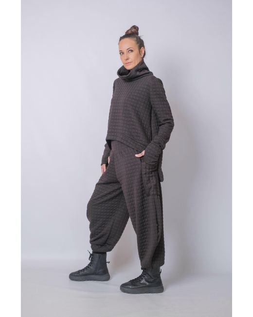 Yogi8Apparel Black The Grid Funnel Neck Top