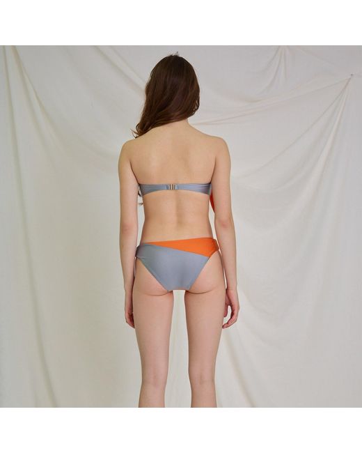 Aulala Paris Orange Twinkle Star Bi-Color Bandeau Bikini With Knot