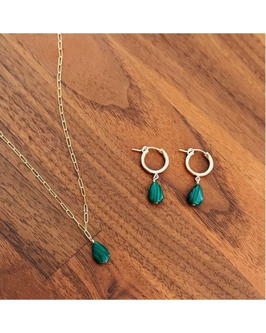 Herself Collections Metallic Malachite Hoop Earrings