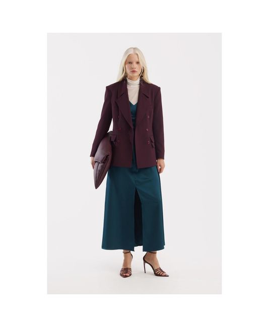 Julia Allert Green Satin Ankle-Length Dress With Belt