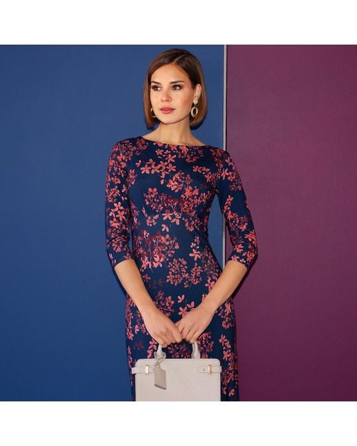 Alie Street London Purple Maxine Asymmetric Dress Bronzed Blooms