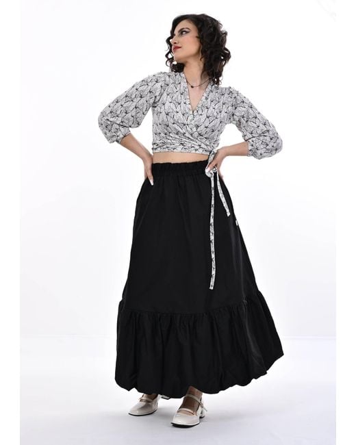 Frock Tales Black Calvatia Puffball Midi Skirt