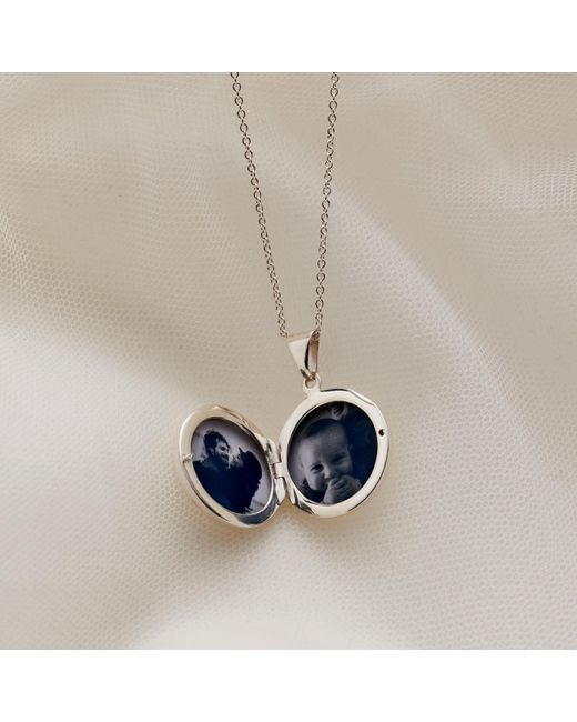Posh Totty Designs Metallic Sterling Silver Floral Engraved Initial Circle Locket Necklace