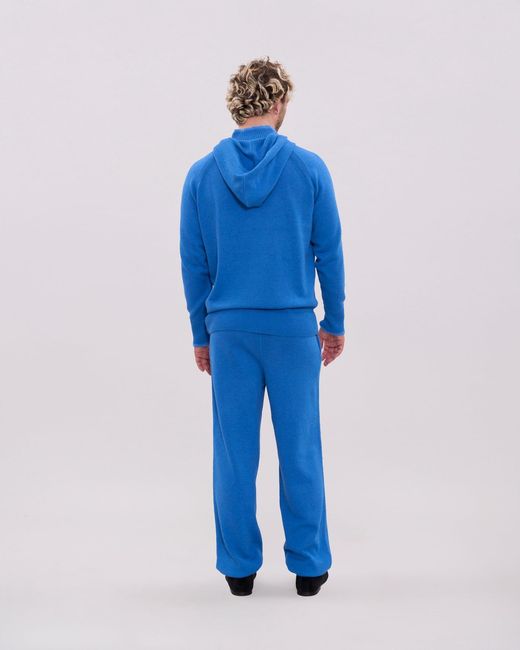 La Granni Blue Knitted Roll Neck Hoodie