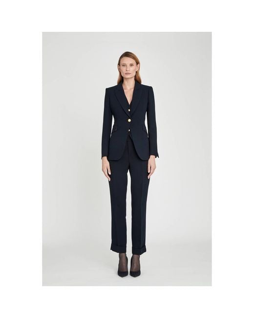 The Extreme Collection Blue Premium Crepe Single-Breasted Navy Blazer
