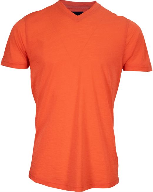 Lords of Harlech Orange Victor Merino V-Neck Tee for men