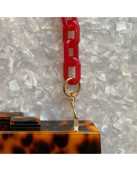 CLOSET REHAB Red Chain Link Short Acrylic Purse Strap In Cherry