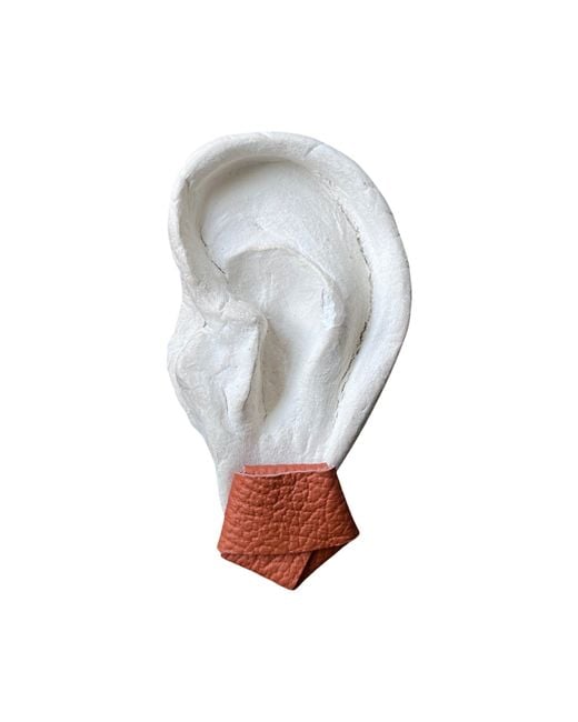 London Atelier Byproduct White Origami Grainy Rust Leather Stud Earrings