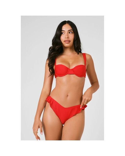Blackbough Swim Red Elsie Ruffled Cheeky Bottoms Hot Gloss