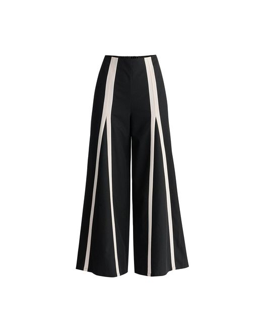 Paisie Black Contrast Detail Wide Leg Trousers