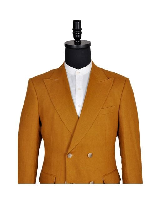 DAVID WEJ Brown Hugo Linen Single Breasted Blazer for men