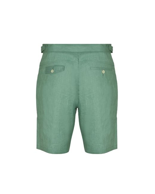 DAVID WEJ Green Hugo Linen Short With Side Adjuster for men