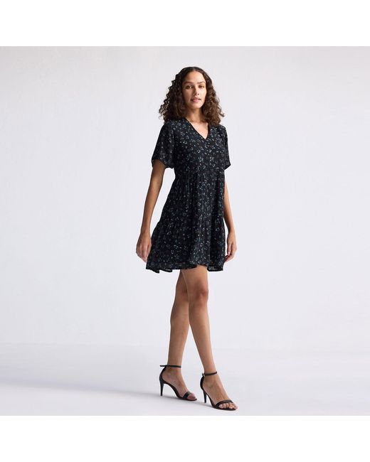 REISTOR Black Floral Short Tiered Dress
