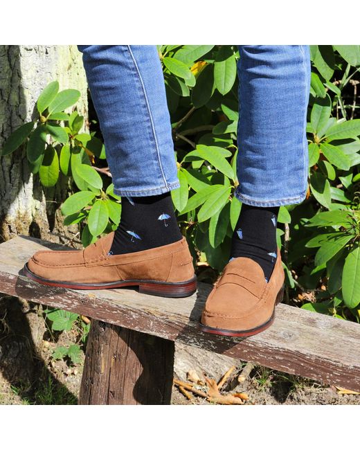 Peper Harow - Made in England Black Umbrella Socks – for men