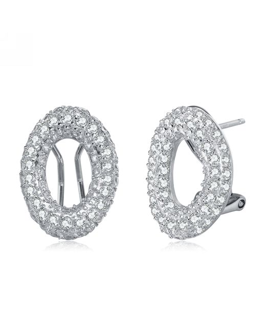 Genevive Jewelry Metallic Sterling Silver Cubic Zirconia Rounded Stud Earrings