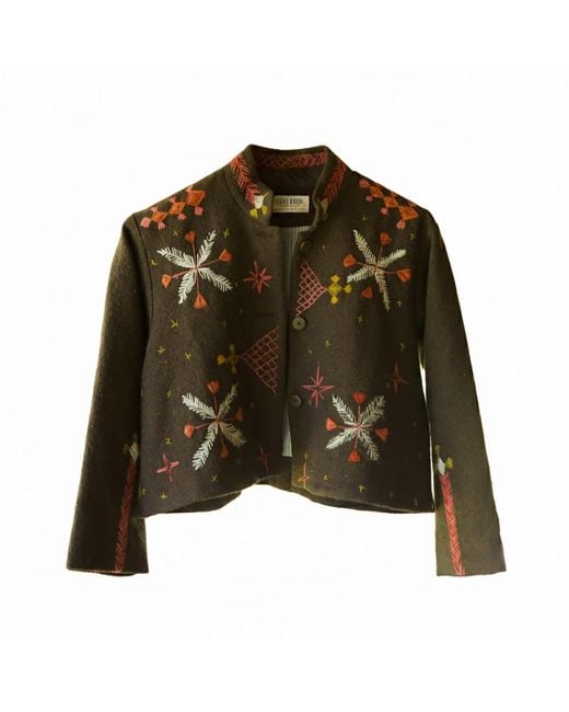 Charkha & Loom Green Orion Embroidered Jacket