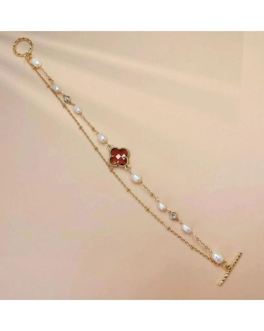Angel Barocco Metallic Two Layers Pearl & Crystal Bracelet