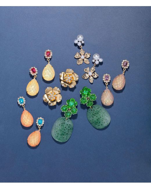 The Pink Reef Metallic Flight Rhinestone Earrings