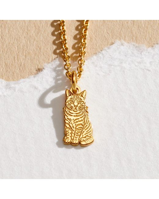 Posh Totty Designs Metallic Plated Tabby Cat Dinky Charm Necklace