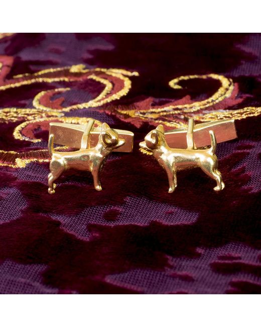 Simon Kemp Jewellers Metallic Chihuahua Cufflinks for men