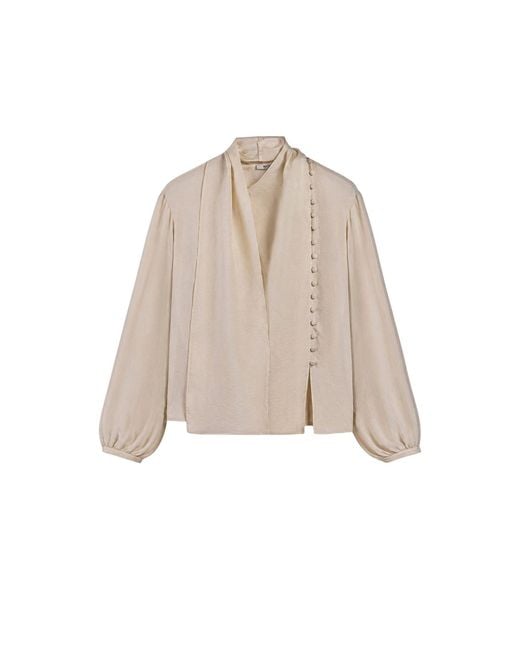 Nocturne Natural Shawl Collar Blouse