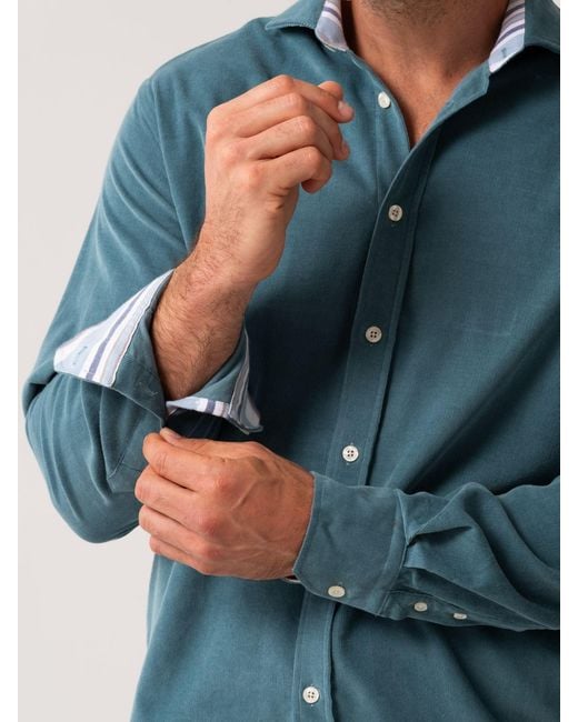 Koy Clothing Blue Petrol Cord Shirt for men