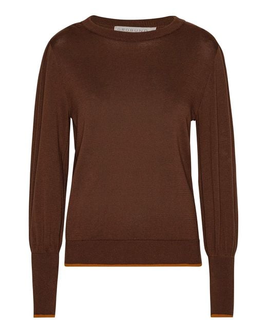 GROBUND Brown Ingeborg Knit Blouse
