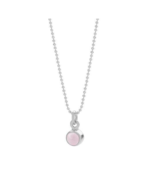 Nellou Jewellery Metallic Neutrals Gem Dot Opal Birthstone Necklace October Sterling