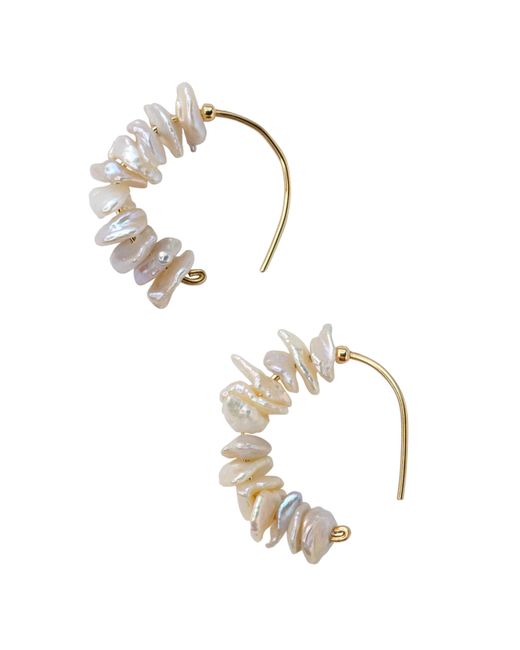 Bombyx House Metallic Petal Pearl Half Moon Earring Hook