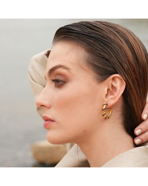 LINYA JEWELLERY Metallic Emily Stone Hoop Earrings