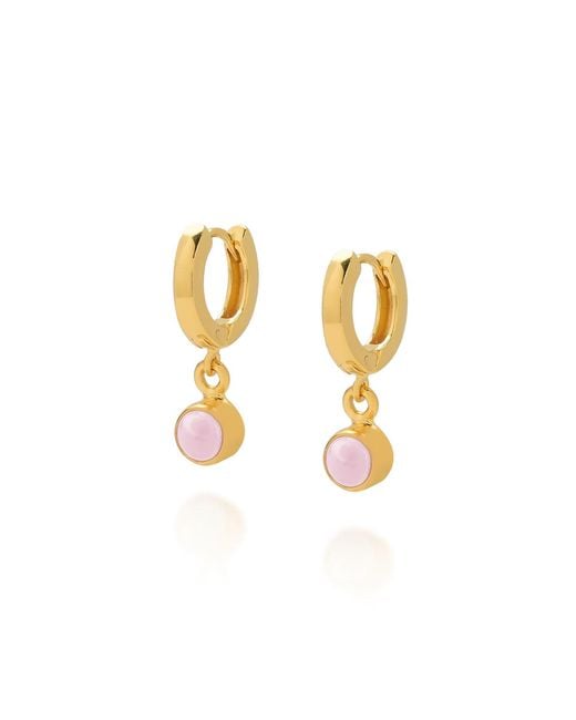 Nellou Jewellery Metallic Gem Hoop October Birthstone Earrings Plated Sterling