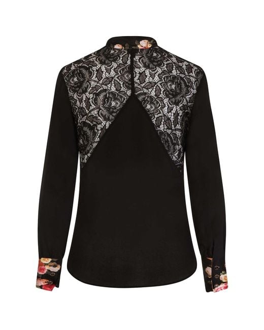 Sophie Cameron Davies Black Peony Silk Bow Blouse