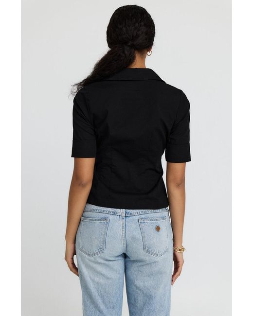 Why Mary Black The Kate Short Sleeve Cotton Shirt Blouse