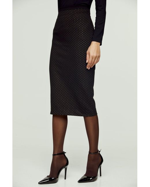 Conquista Black Print High Waist Pencil Skirt