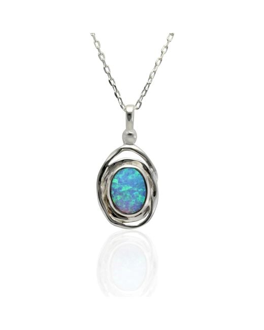 Isla Silver Blue Handmade Spiral Pendant With Fire Opal