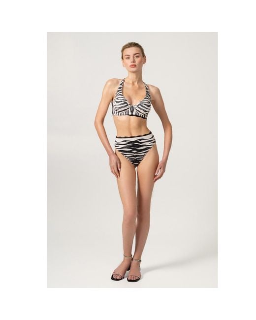 Jessie Zhao New York Multicolor Zebra Stripe Bikini Top