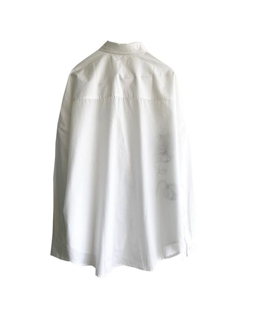 Quillattire White Oversized Shirt With H& Painted Flowers for men