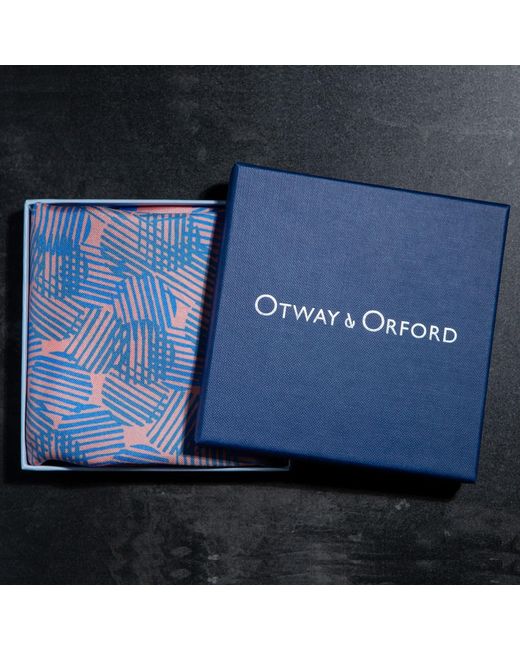 Otway & Orford Blue 'Dot Dash' Silk Pocket Square for men
