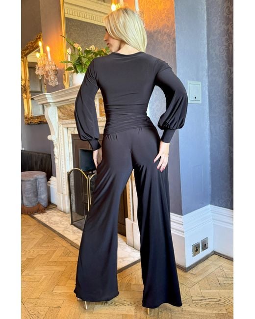 Atom Label Black Indium Jumpsuit With Bell Sleeve