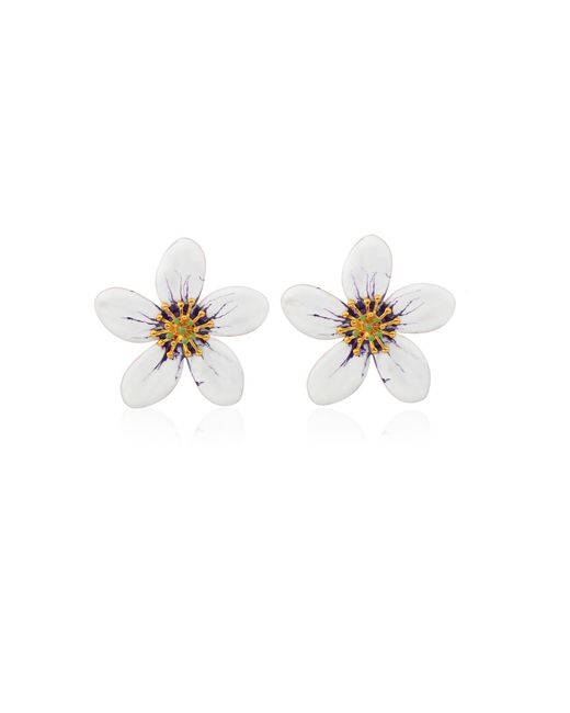 Milou Jewelry White Periwinkle Flower Earrings