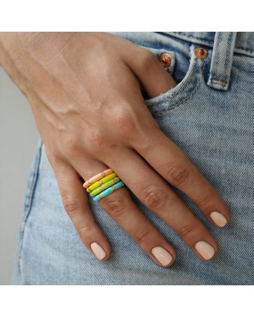 Leeada Jewelry White Lamill Enamel Stacking Ring