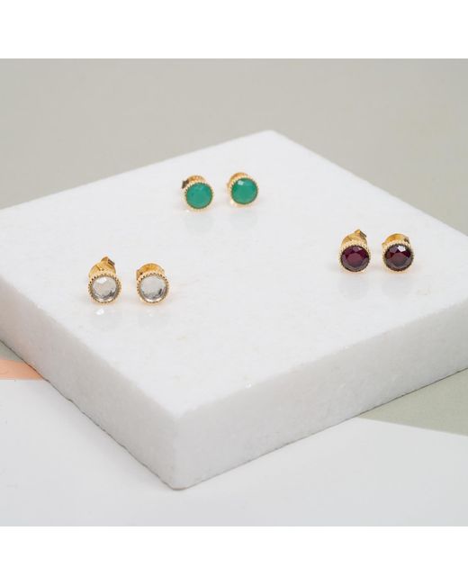 Auree Jewellery Metallic Barcelona April Crystal Gold Vermeil Birthstone Stud Earrings