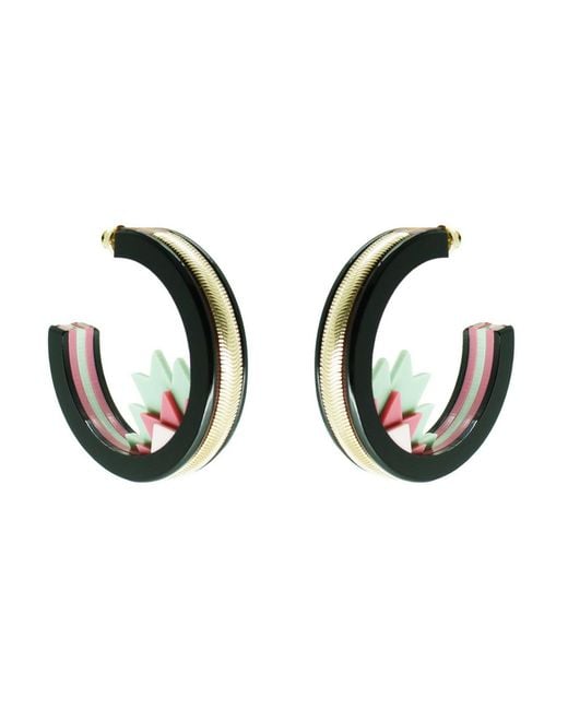 Gissa Bicalho Multicolor Handmade Acrylic Earring Hoops Kuntur Green