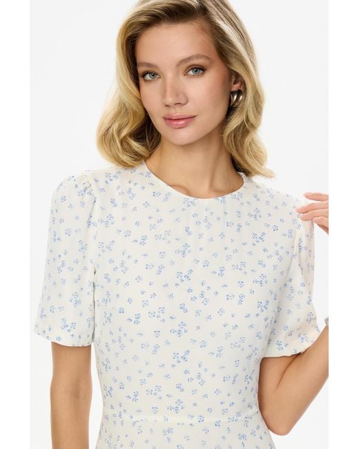 POST MERIDIEM White Light- Short Sleeve Floral Midi Dress