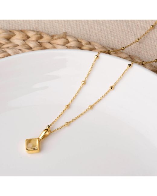 Nellou Jewellery Metallic Diamond Citrine Necklace Birthstone November Plated Sterling